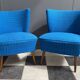 ensemble de 2 chaises de cocktail bleues des années 1960