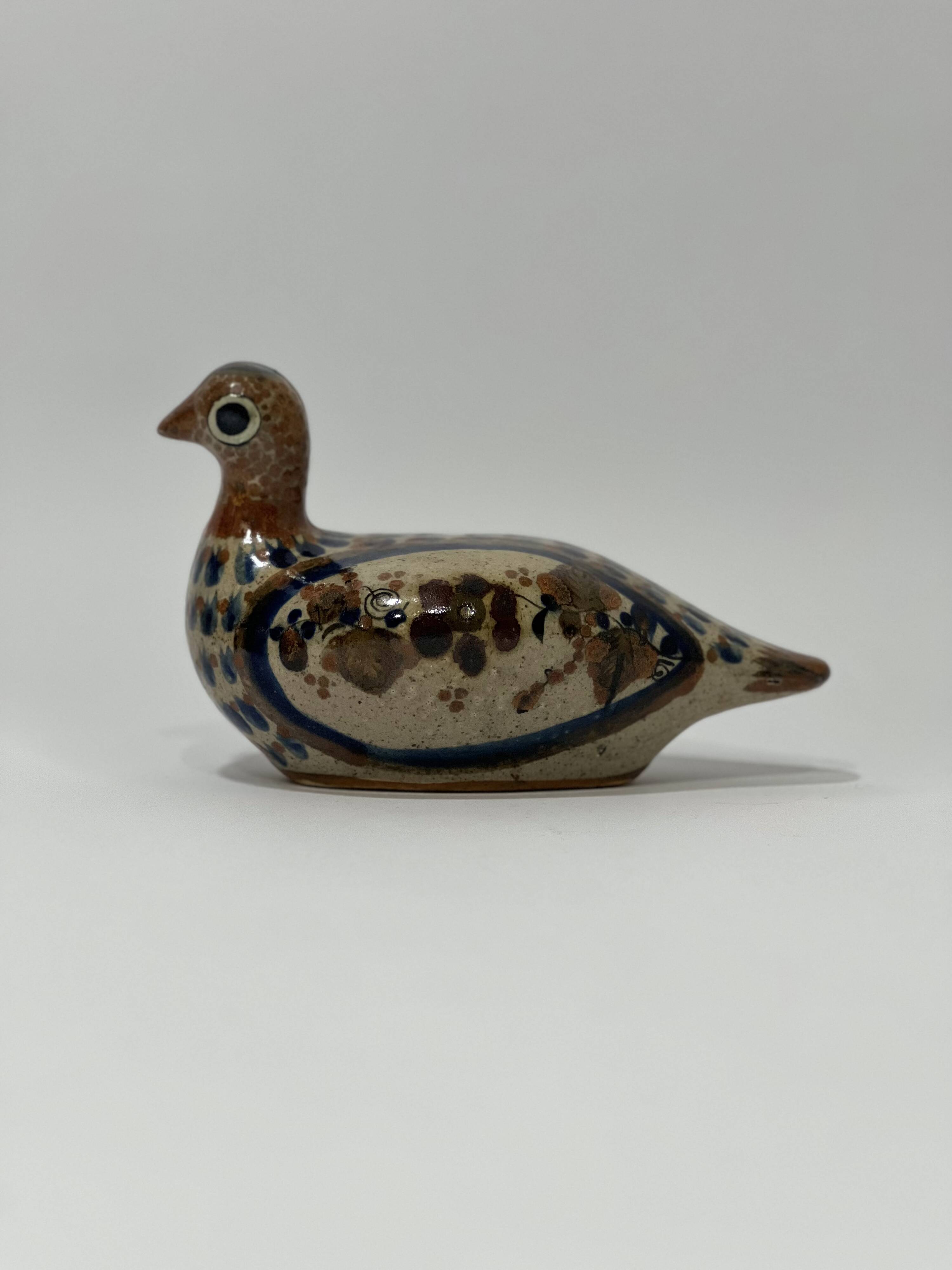 Vintage mexican ceramic tonala - hand painted dove