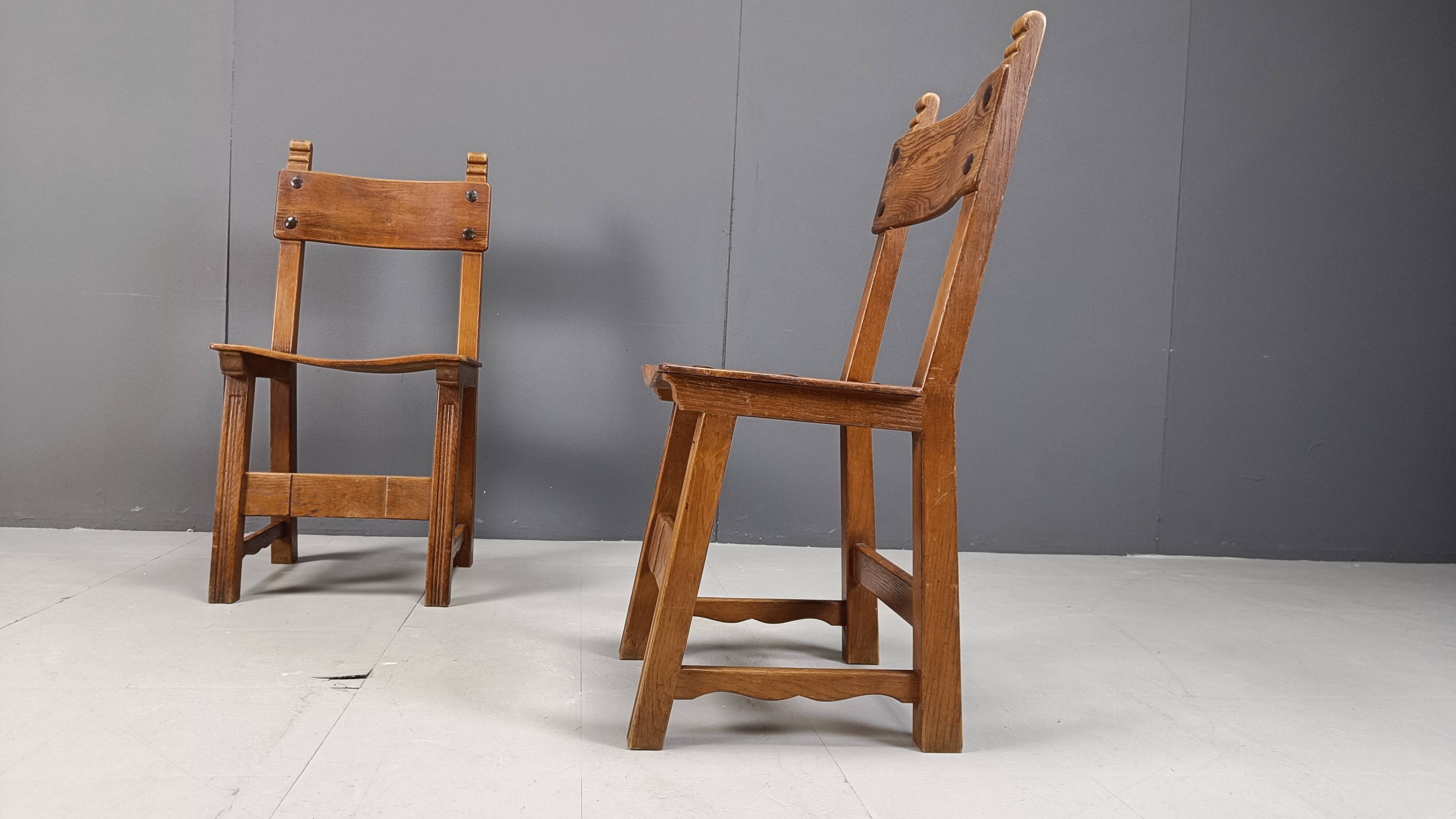 Set of 8 Brutalist Spanish Dining Chairs, 1950s