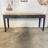 farmhouse table with black base