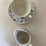 Myott Meakin England Blue Cup Saucer and Milk Jug