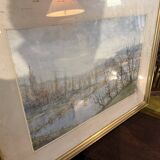 Lithograph Marsh Landscape Signed F Cavel