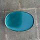 Vintage enamelled sheet metal waste paper basket - peach decor