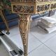 Louis XV coffee table in gilded bronze with a blue marble top (105x55 cm)
