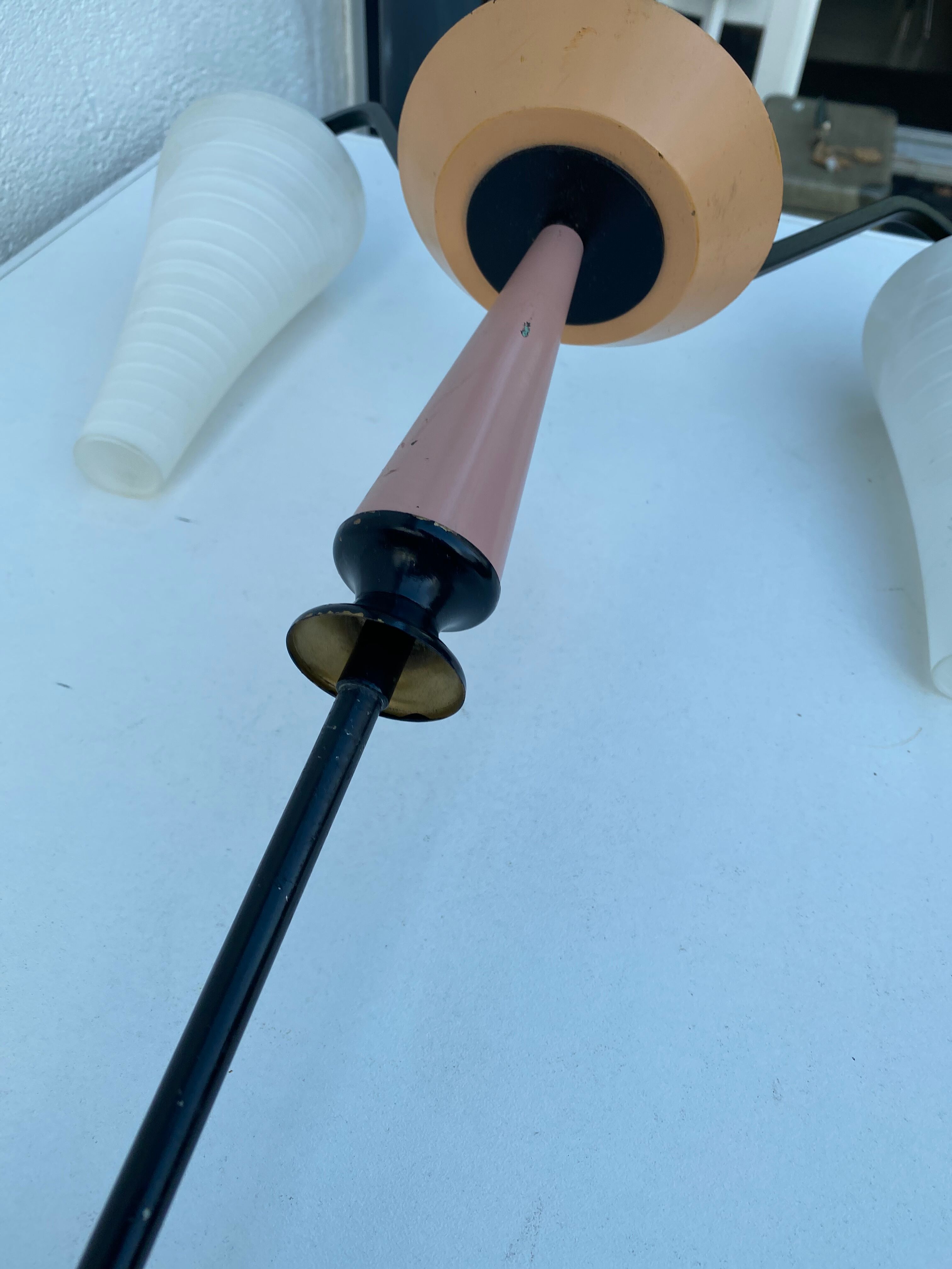 Vintage milk glass pastel color hanging lamp