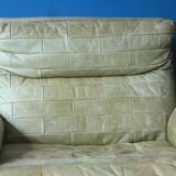 Patchwork leather olive green lounge chair and ottoman by Laauser, 1970s