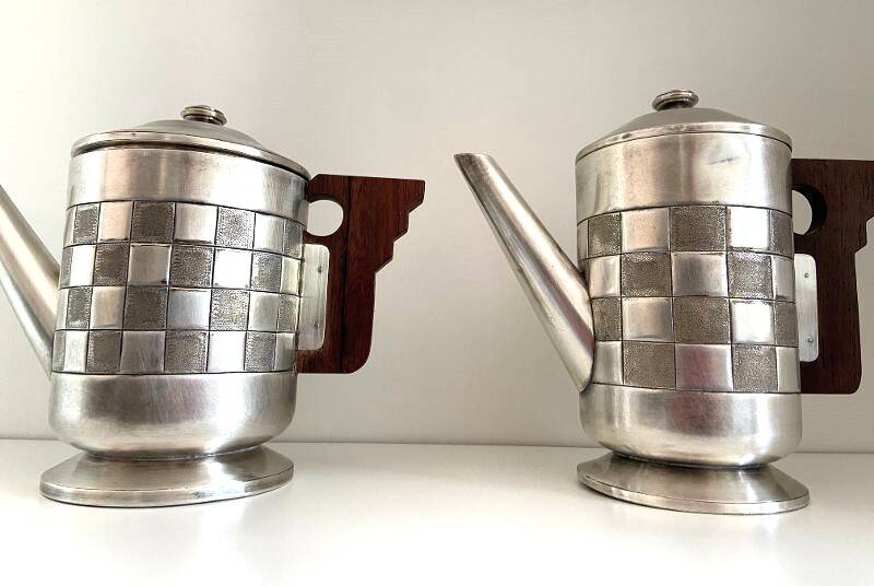 Tea & Coffee Service Pieces Silver-Plated Metal Art Deco A.S Stamp