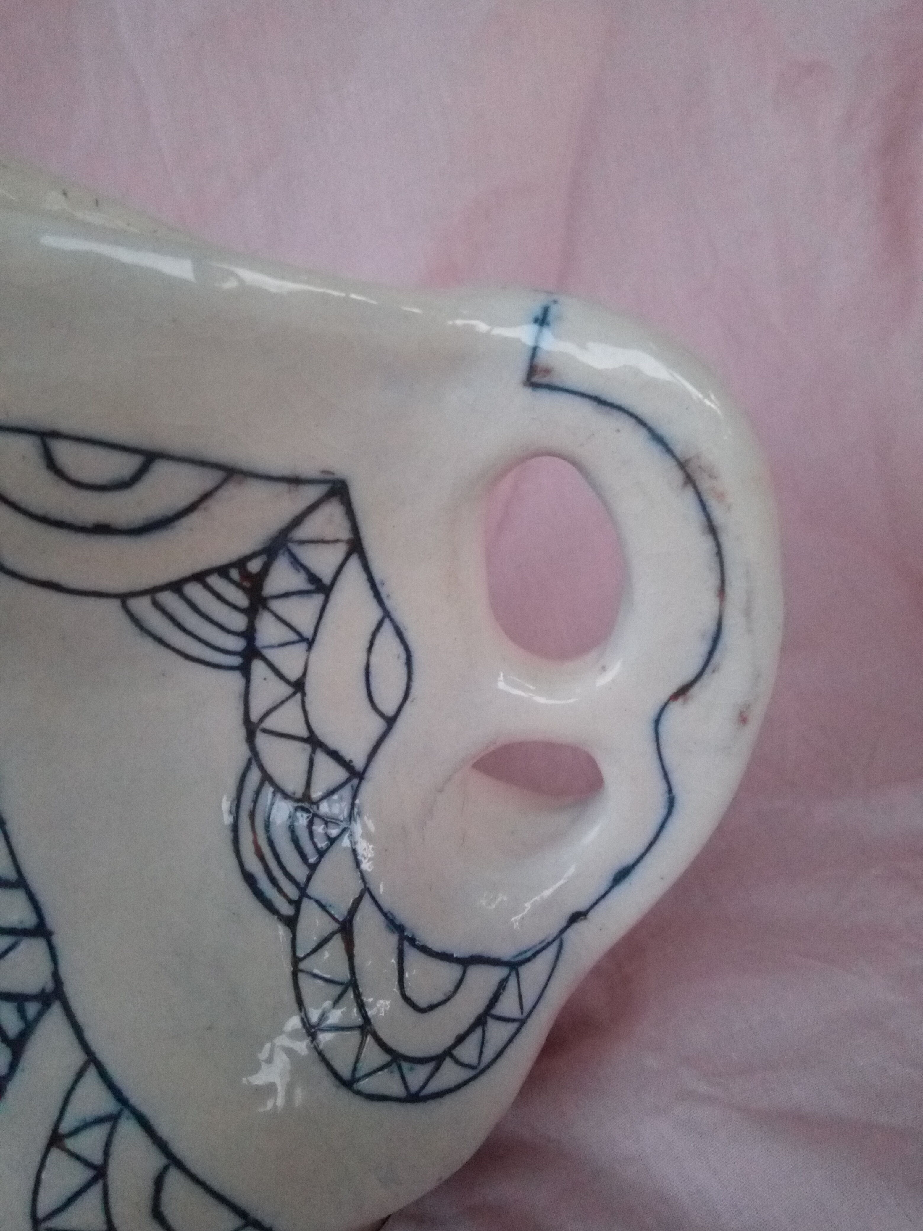 Zoomorphic pitcher in enamelled terracotta