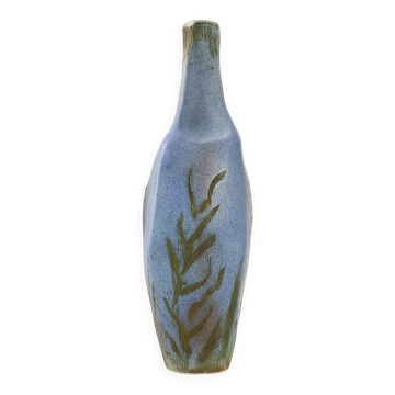 Vase vintage en céramique bleue 1960