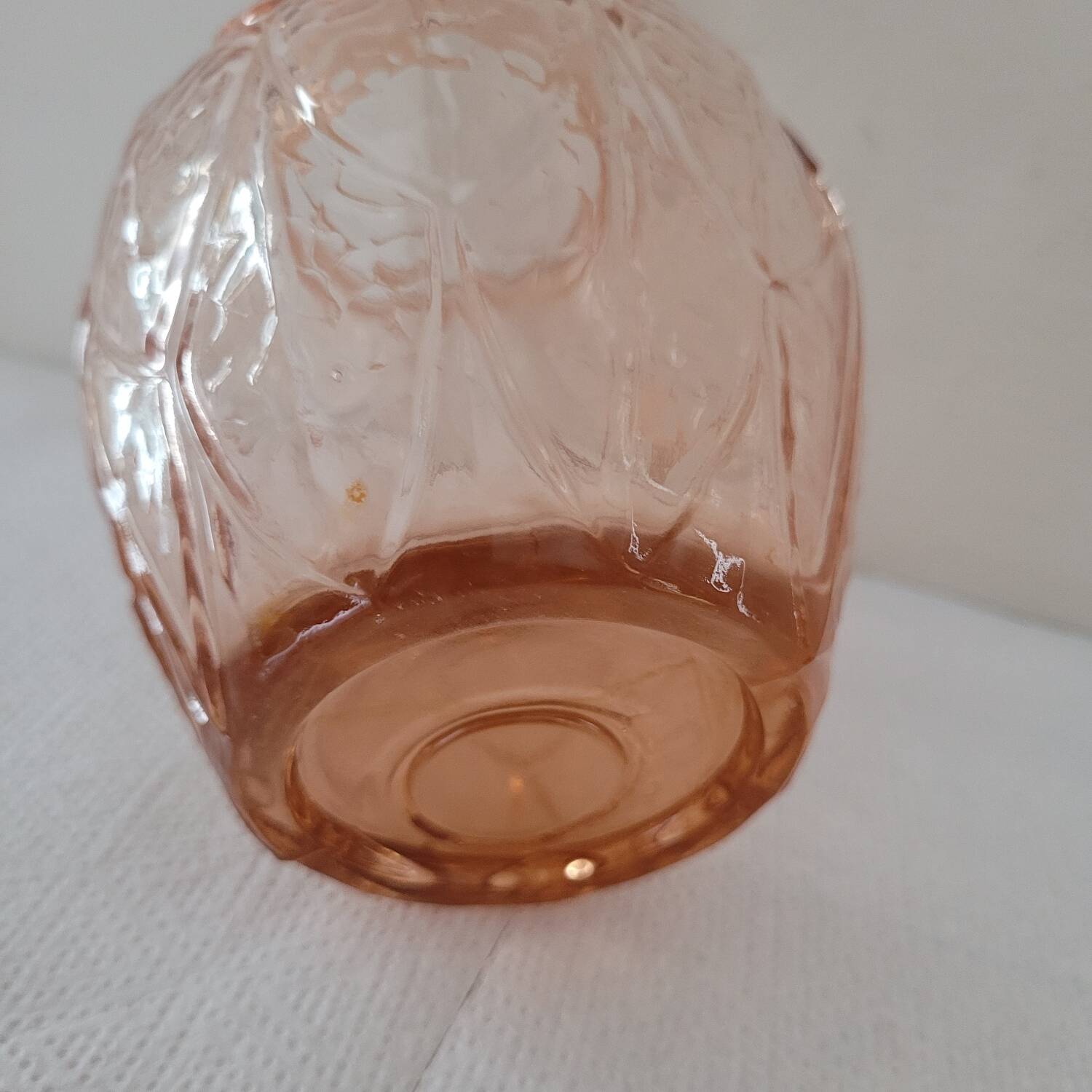 Molded pink glass vase – Art Deco style 1930s
