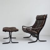 Siesta armchair with its ottoman by Ingmar Relling for Westnofa 1960s
