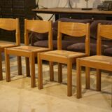 Set of 4 elm chairs Maison Regain 1960s
