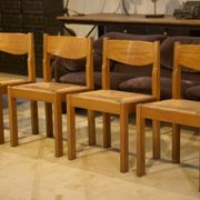 Set of 4 elm chairs Maison Regain 1960s