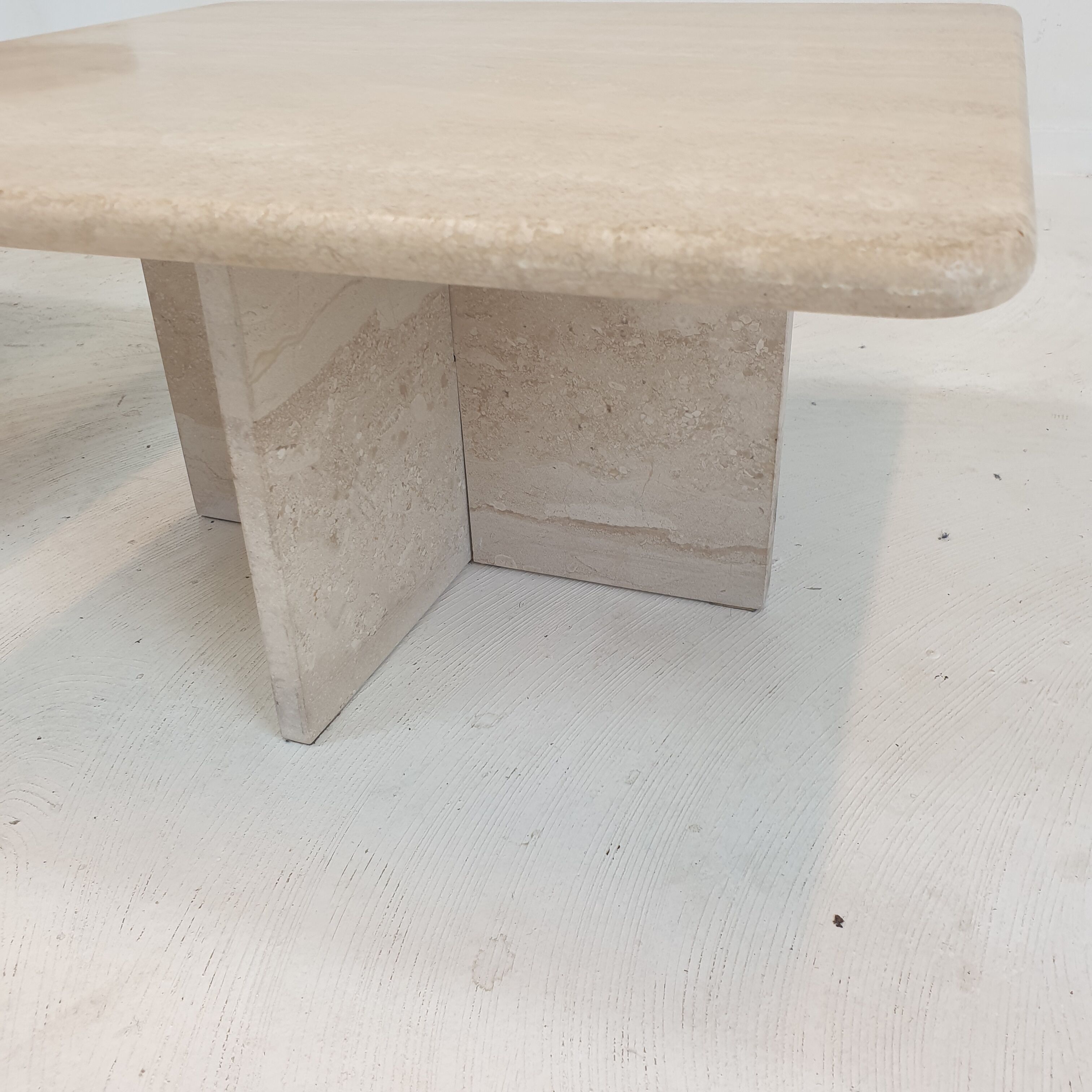Set of 3 italian travertine coffee or side tables, 1980s