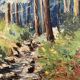Huile sur panneau forêt vintage