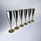 Brutalist champagne glasses in brass & silver plated, set of 6, Spain, 1970s