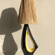 Free-form lamp, black and yellow ceramic - 1950s.