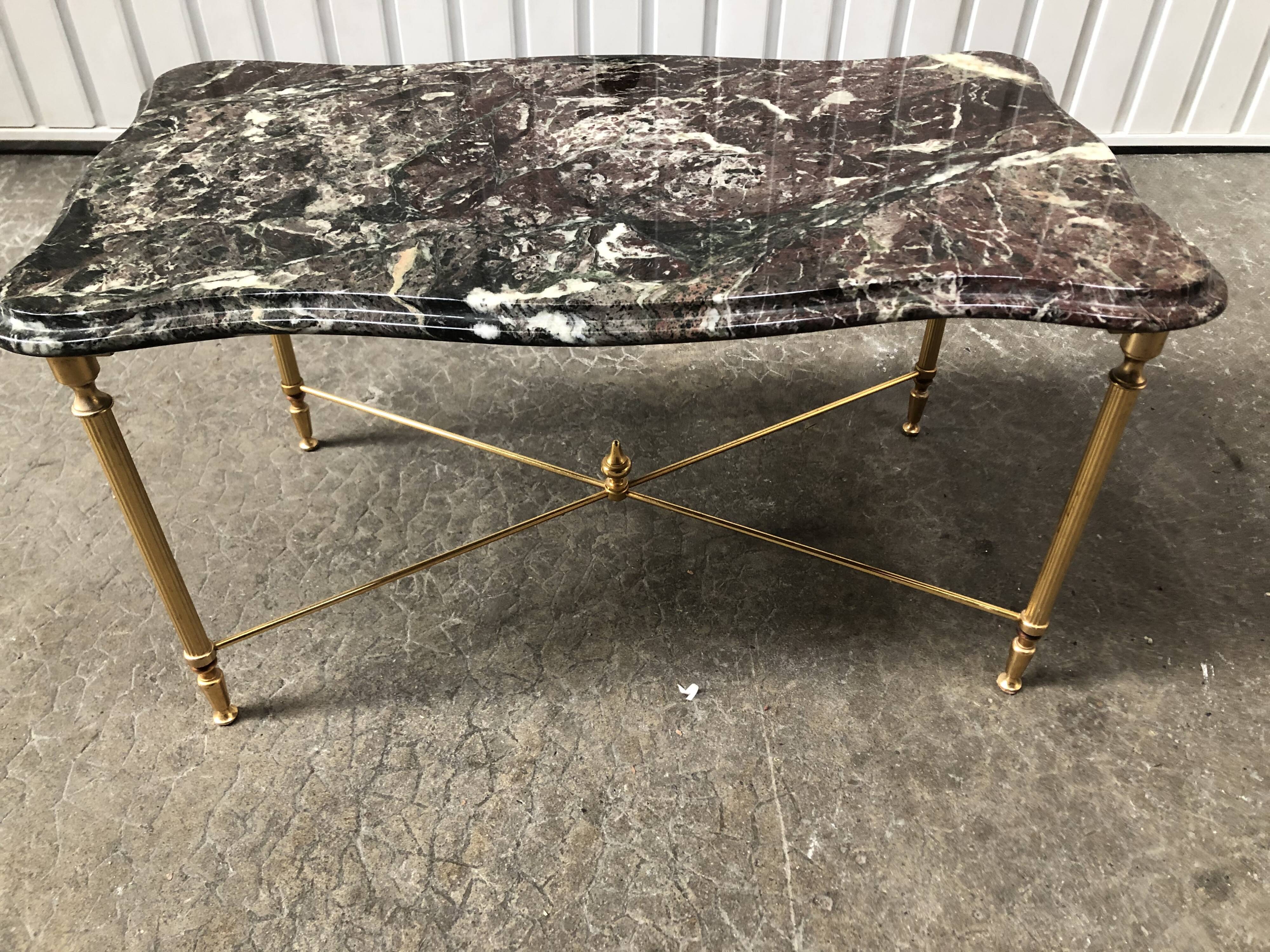 Brass and marble coffee table