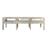 Beautiful patinated large rustic oak display case, France ca. 1900