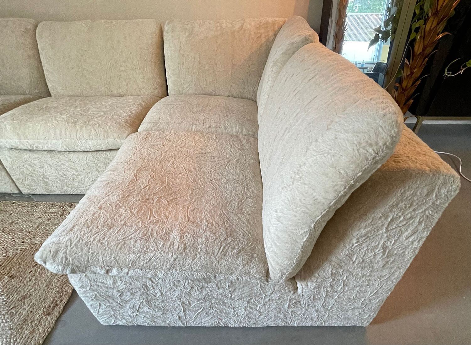 Modular corner sofa white pluche 7 elements