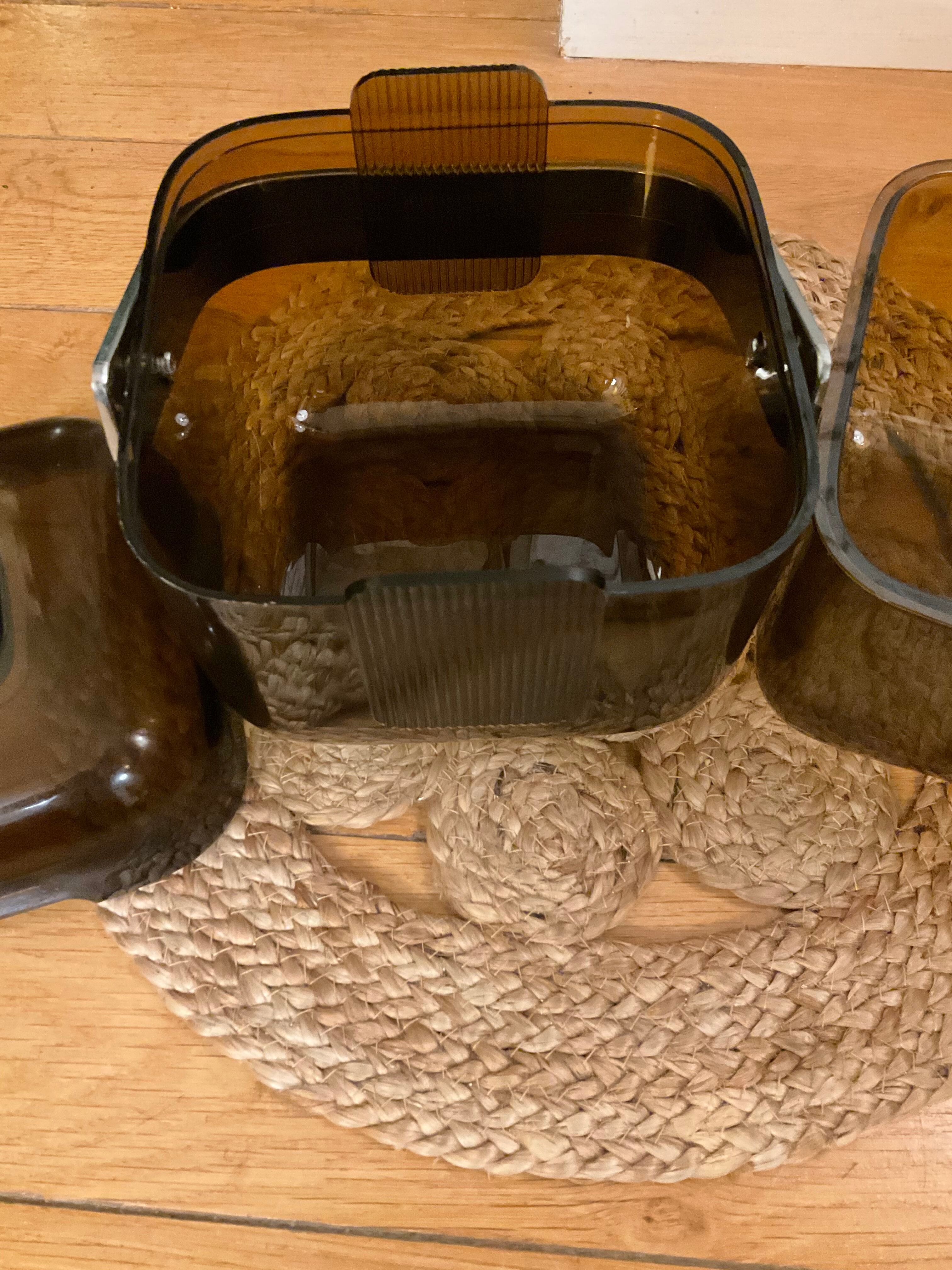 Smoked guzzini plexiglass ice bucket 1970