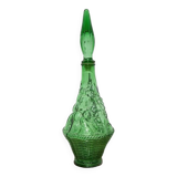 Italian empoli glass bottle, Italian carafe, Italian genie carafe, green glass, interior decoration