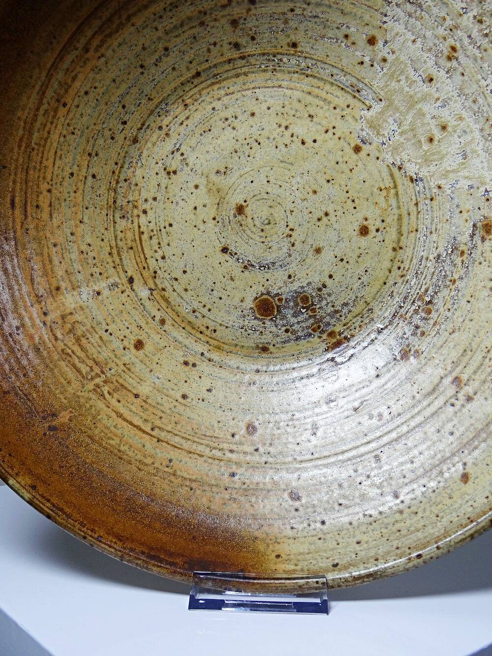 Large vintage Puisaye stoneware fruit bowl attributed to Jean-Pierre Prudhomme