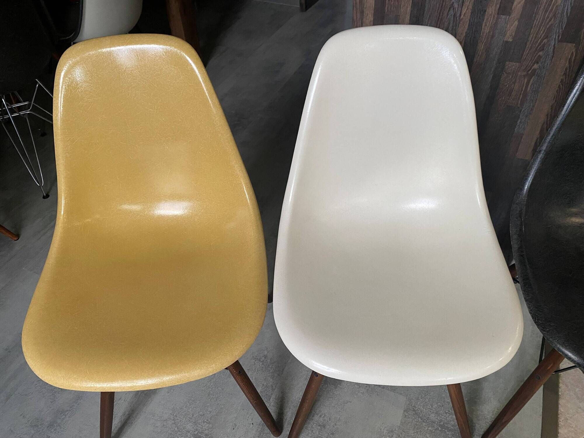 Lot 4 chaises dsw fibre noyer eames herman miller vintage