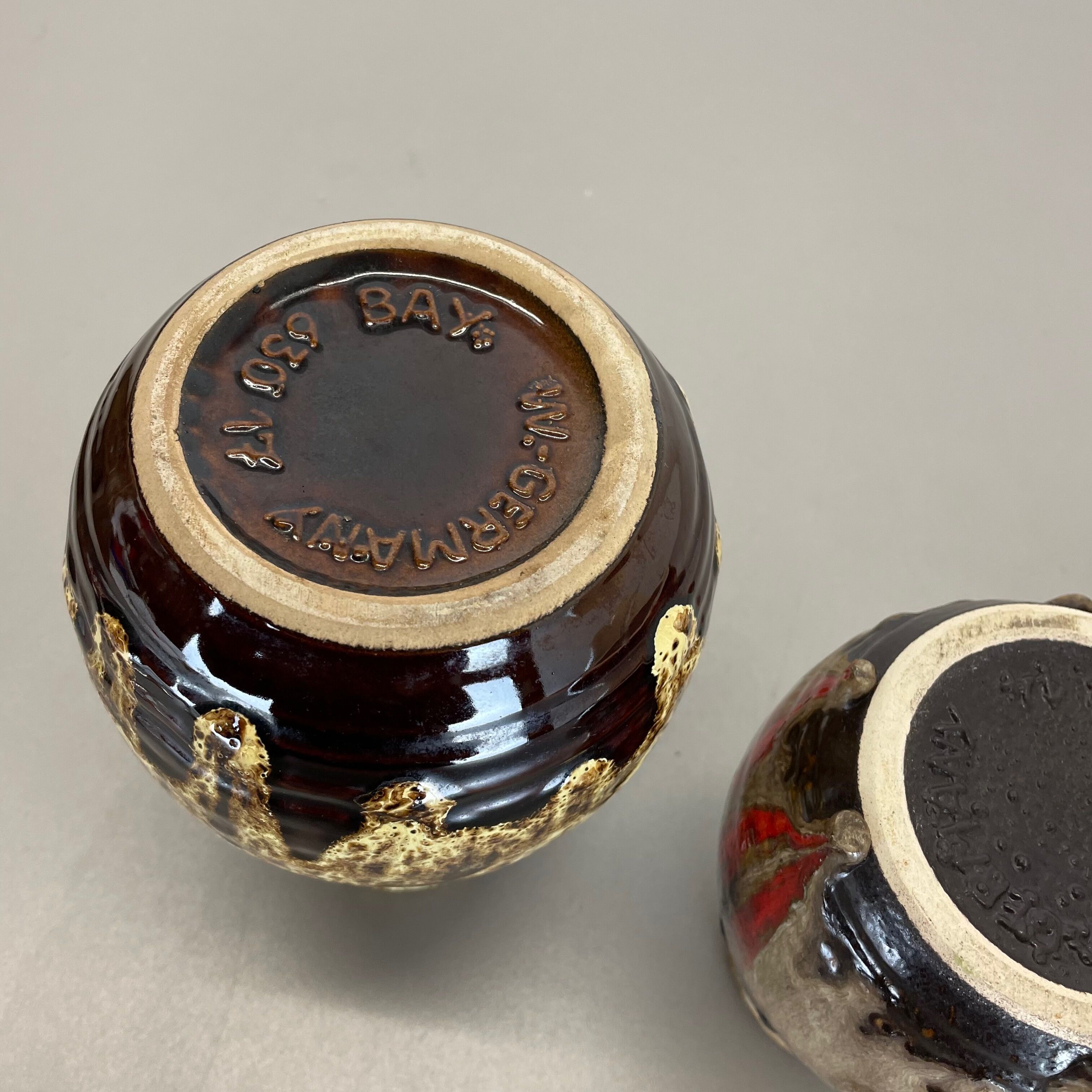 Set of 3 multi-color fat lava op art pottery vase made bay ceramics, germany