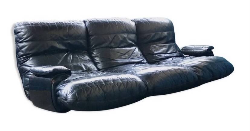 Vintage Scandinavian leather sofa, midcentury leather sofa