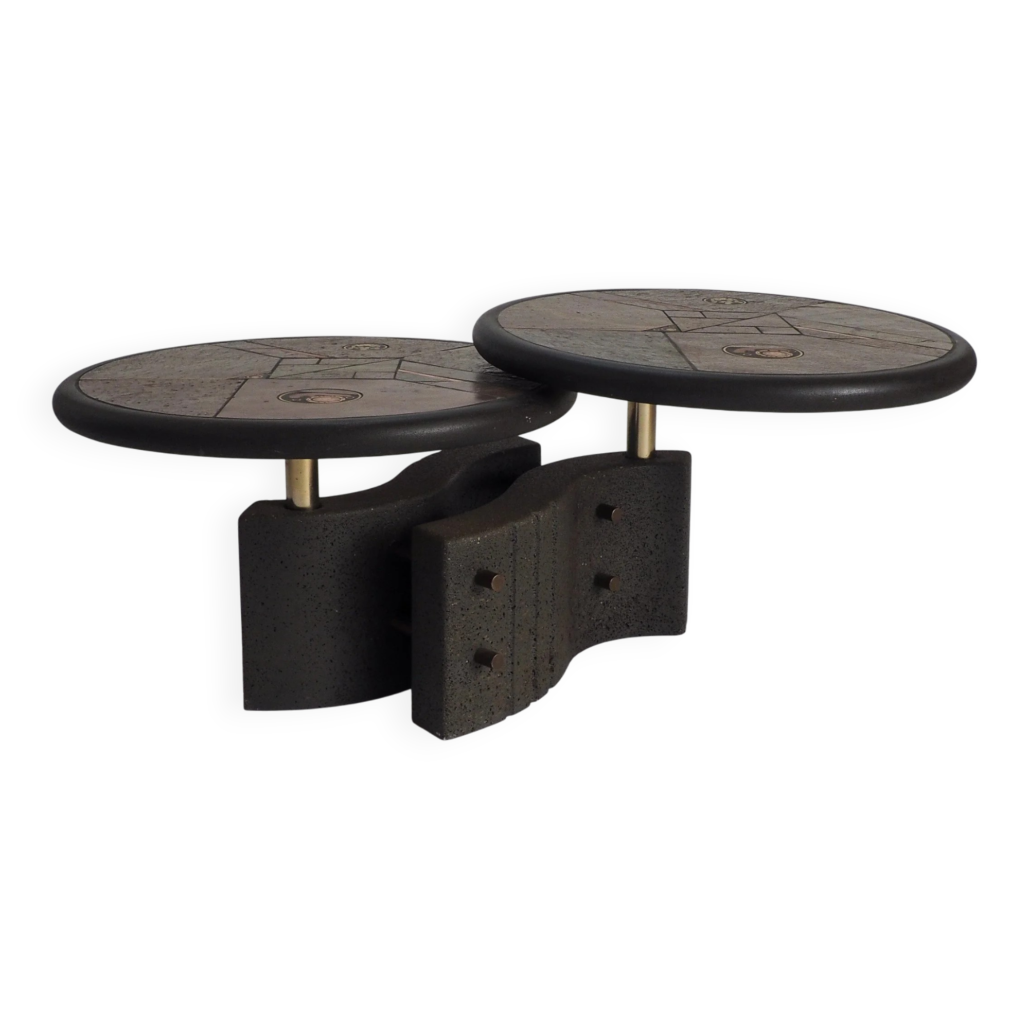 Rare two-tier modular brutalist coffee table by Paul Kingma