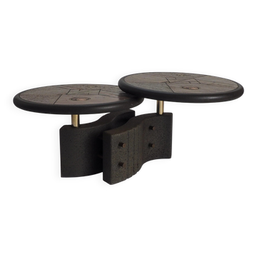 Table basse brutaliste modulaire à 2 niveaux par Paul Kingma