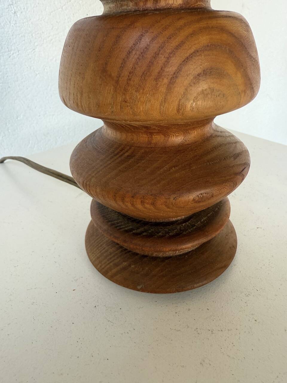 1950s turned oak wood table lamp
