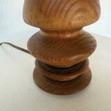1950s turned oak wood table lamp