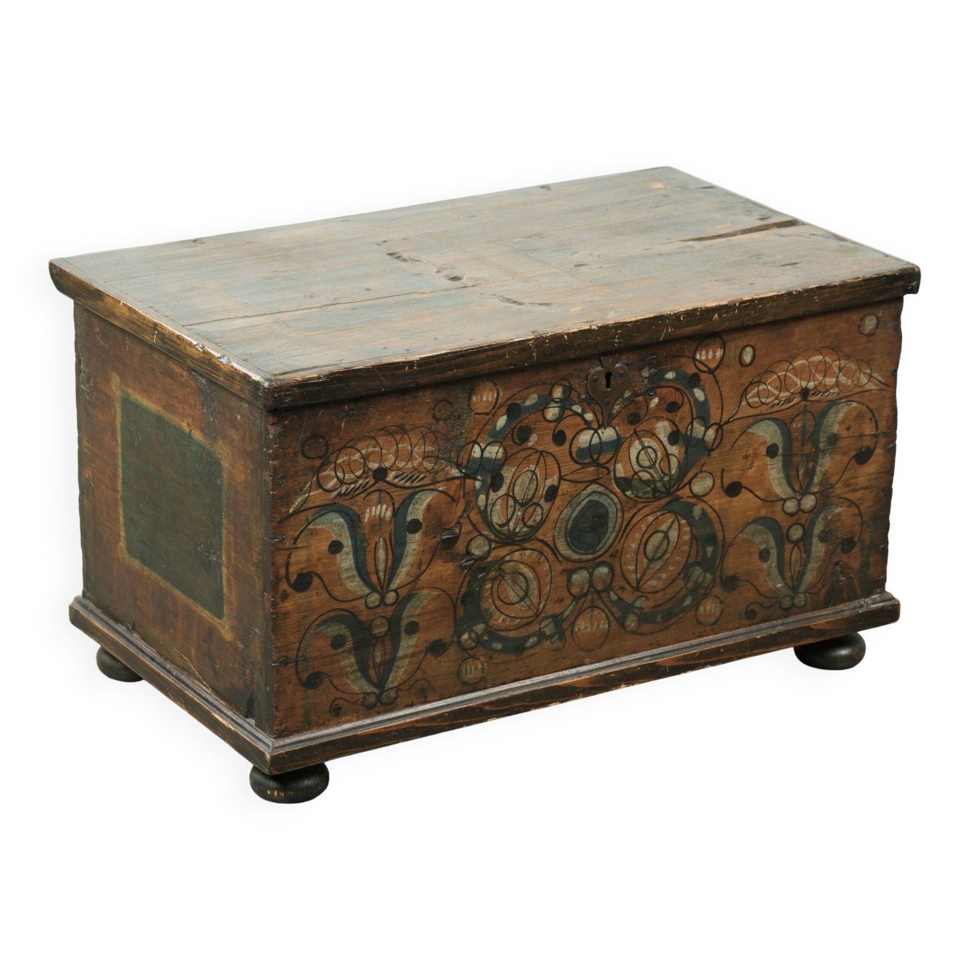 Decorative hand-painted antique Austrian bridal chest with character