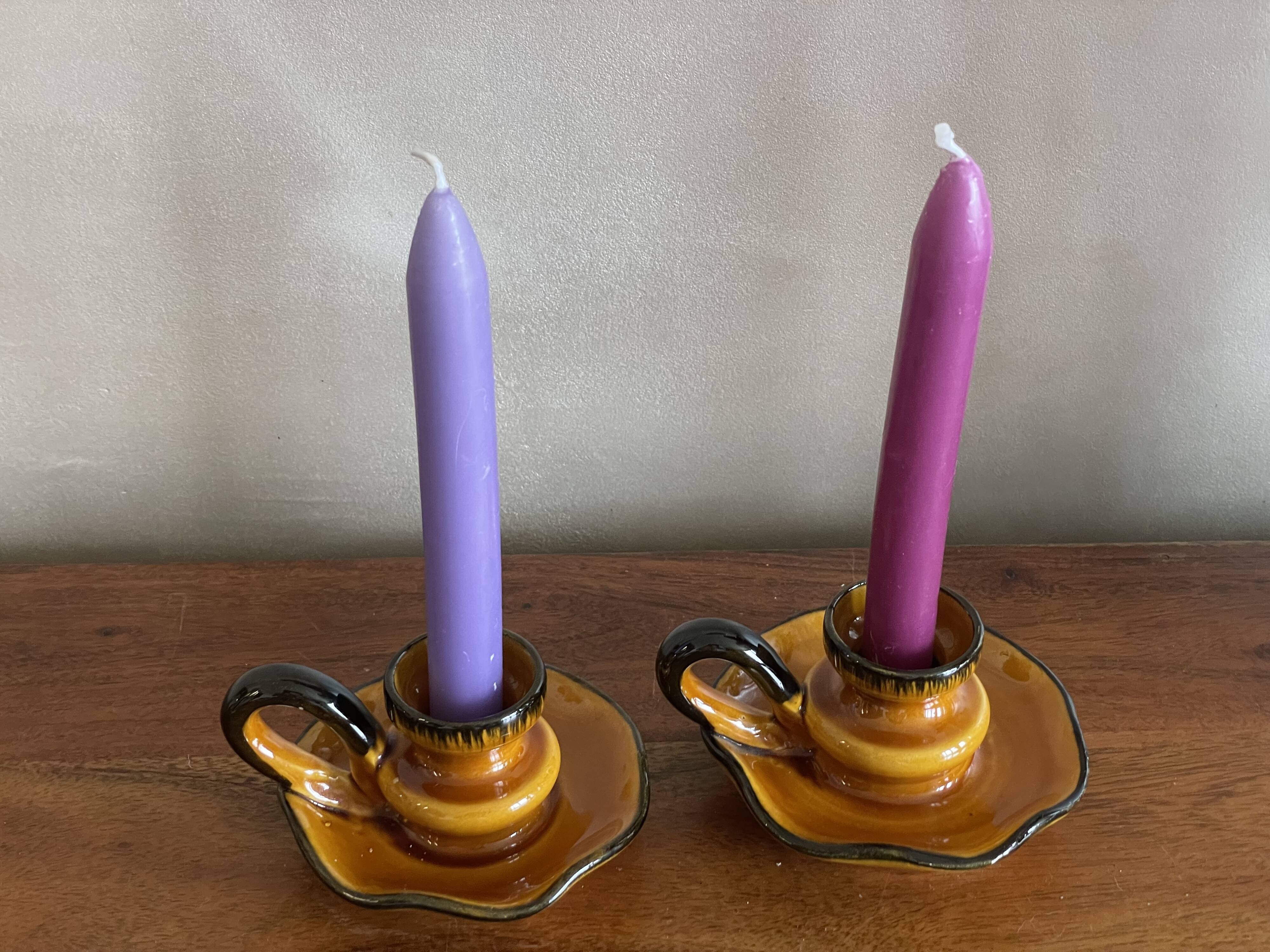 Vallauris hand candle holder duo