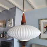 Seventies pleated glass pendant light, space, Danish design