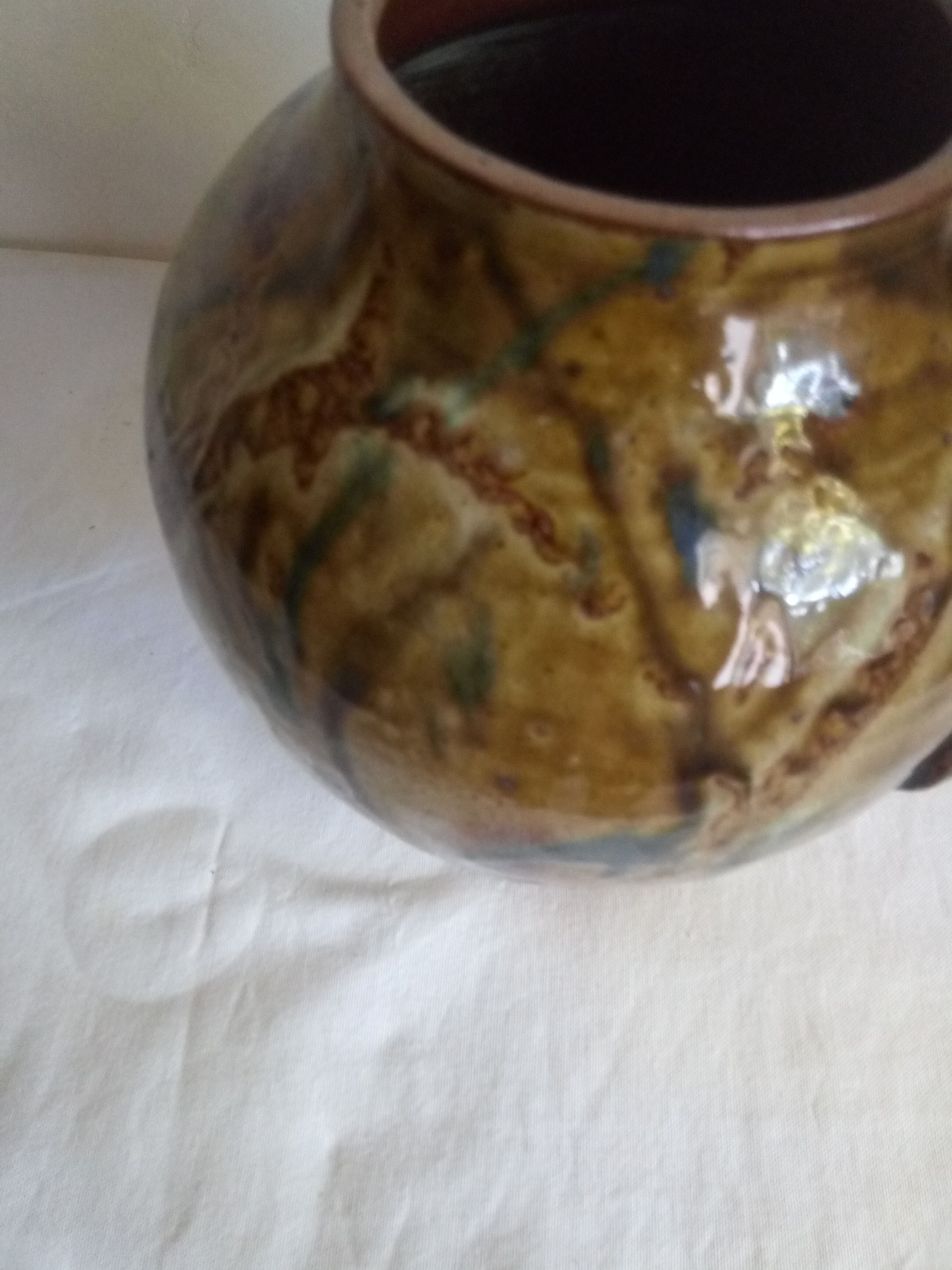 Enamelled sandstone vase from the 1970s