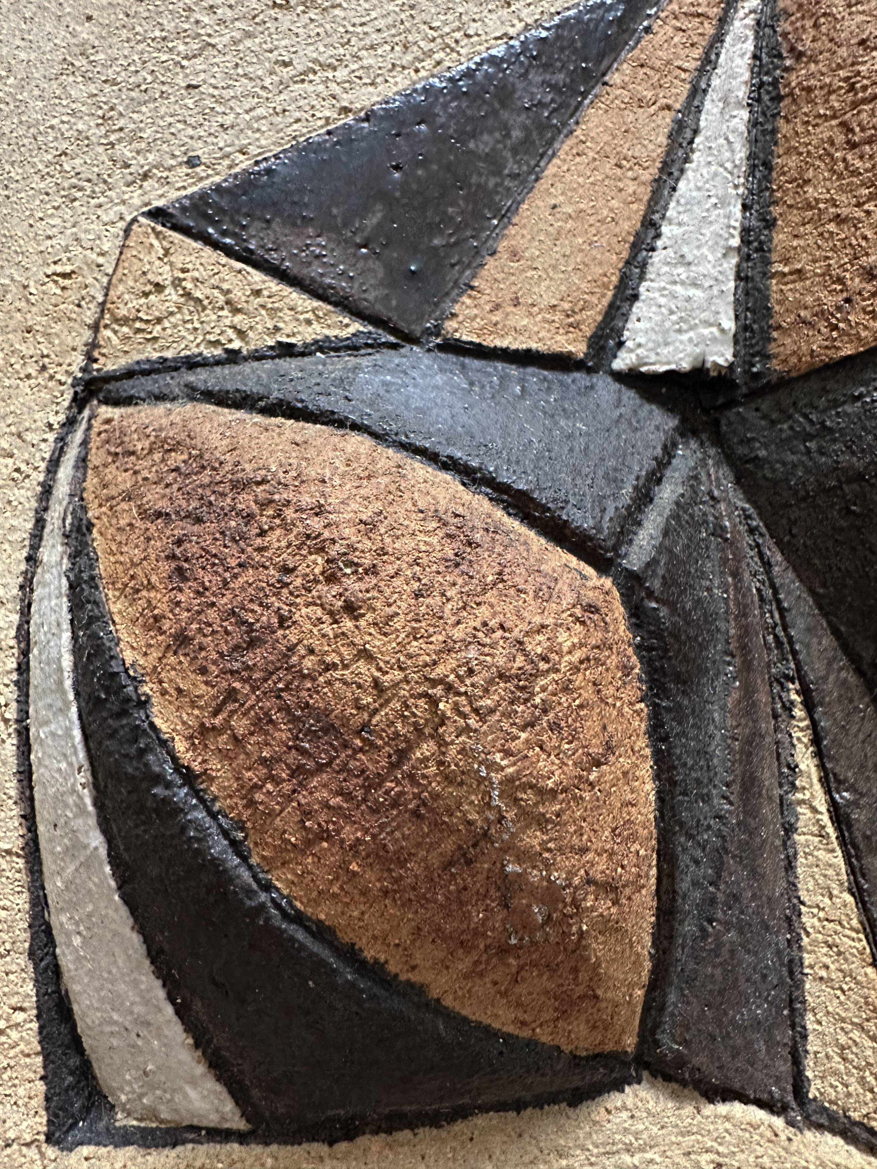 Abstract artist wall sculpture in sandstone. Denmark, 1980s.