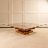 Table Corinto en verre et bois, Italie 1970