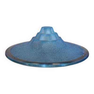 Vasque lustre art déco vintage, vasque suspension motifs géométriques, coupelle bleu, déco intérieur