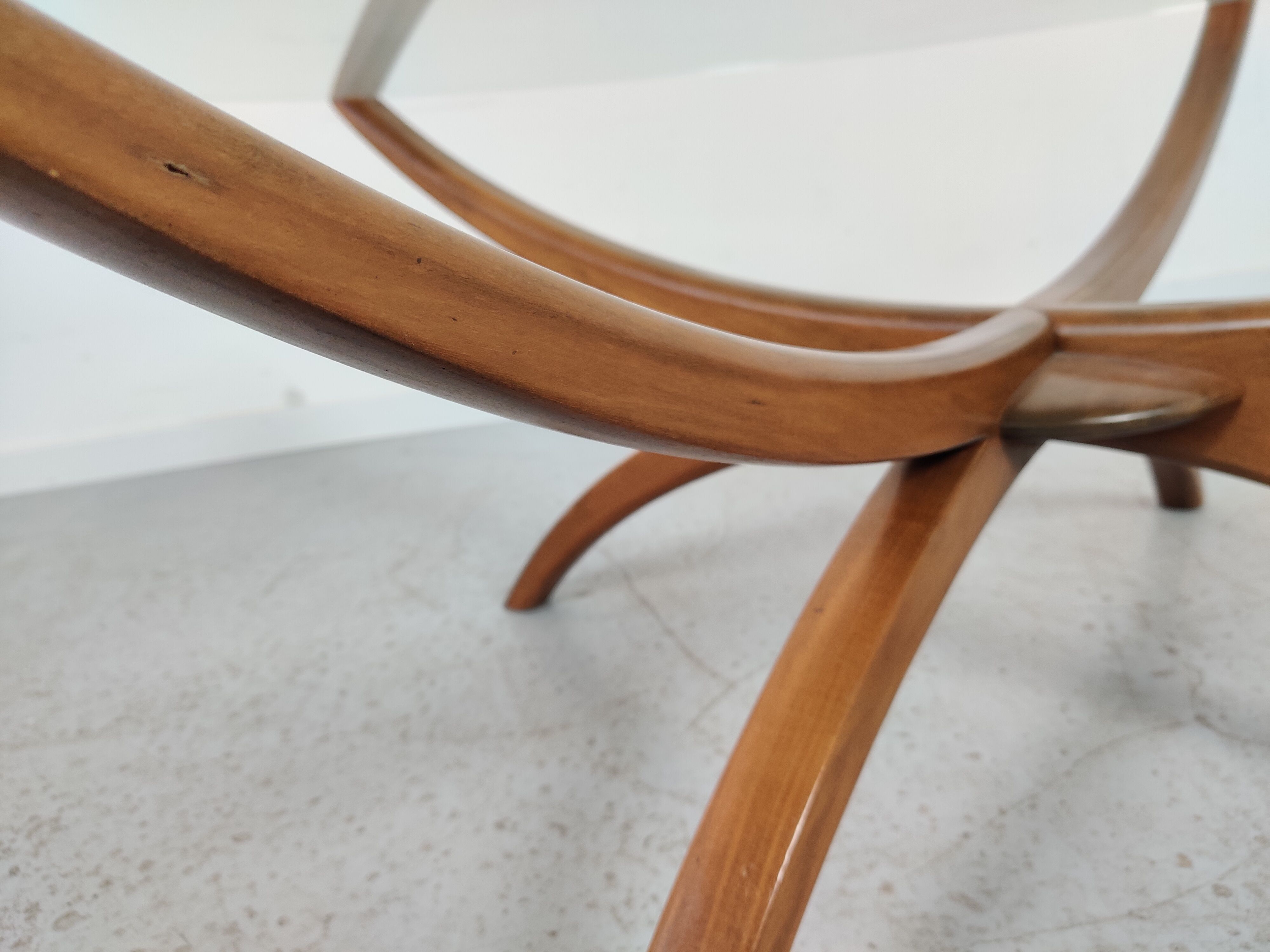 Table basse scandinave en bois et verre , années 60