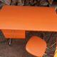 Ensemble bureau et chaise vintage année 70 skai et chrome