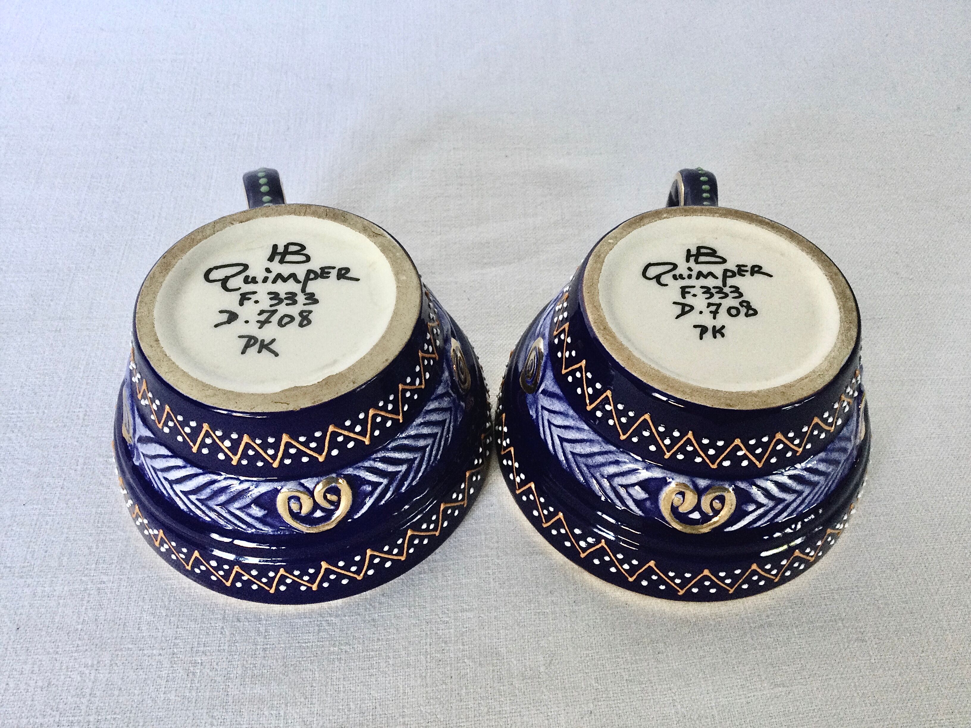 HB Quimper earthenware lunch pair