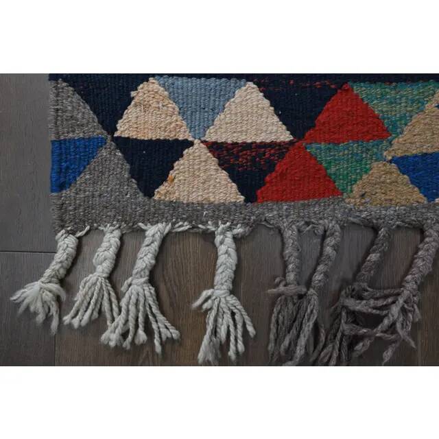 Turkish Vintage Oushak Runner Handwoven Wool Colorful Runner Rug 97x302