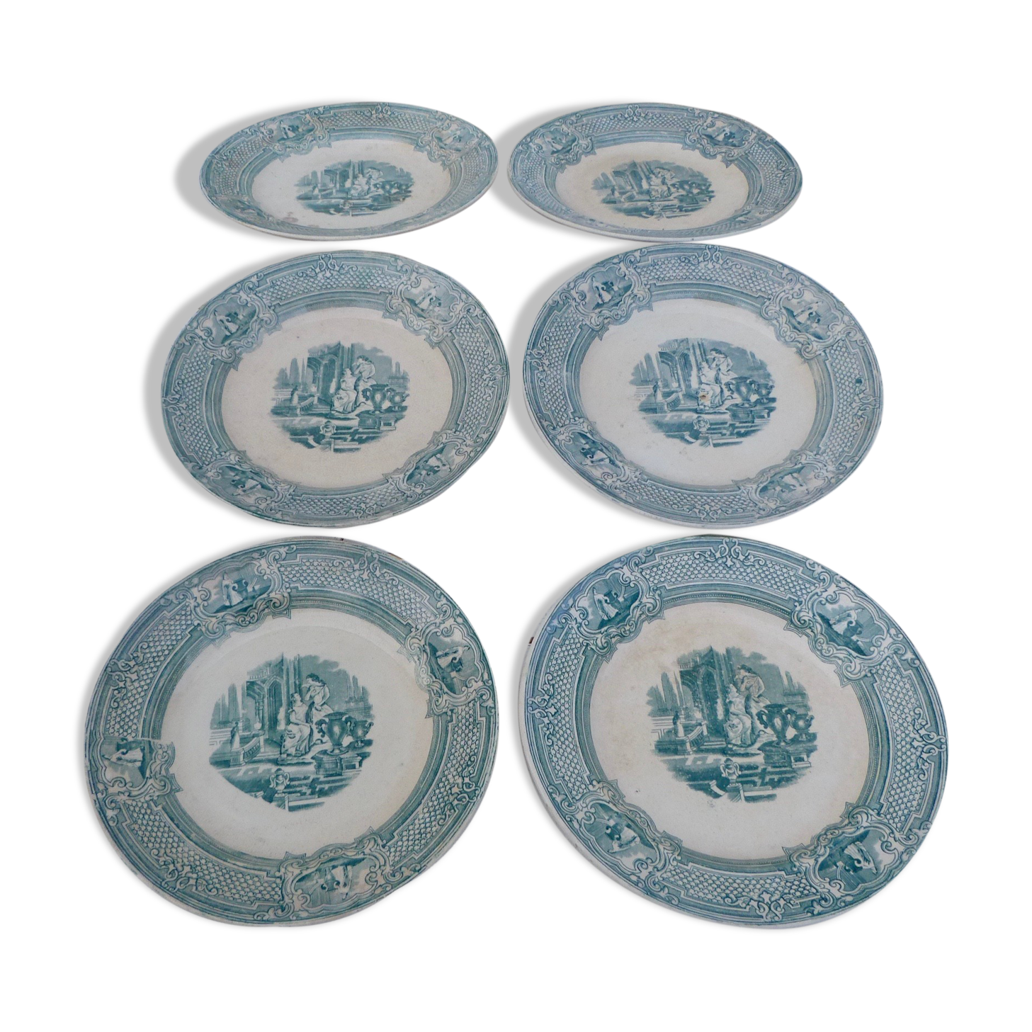Set of 6 plates to serve 1800 English ceramic primavesi - its Cardiff