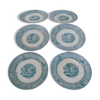 Set of 6 plates to serve 1800 English ceramic primavesi - its Cardiff