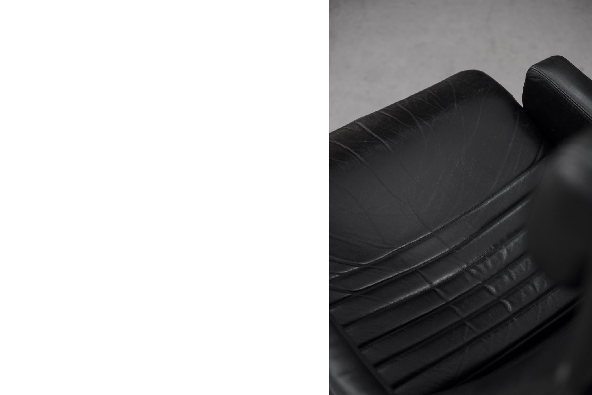 Mid-Century Rare Black Leather Scandinavian Armchair by Ire Möbel, 1970s, Set of 2