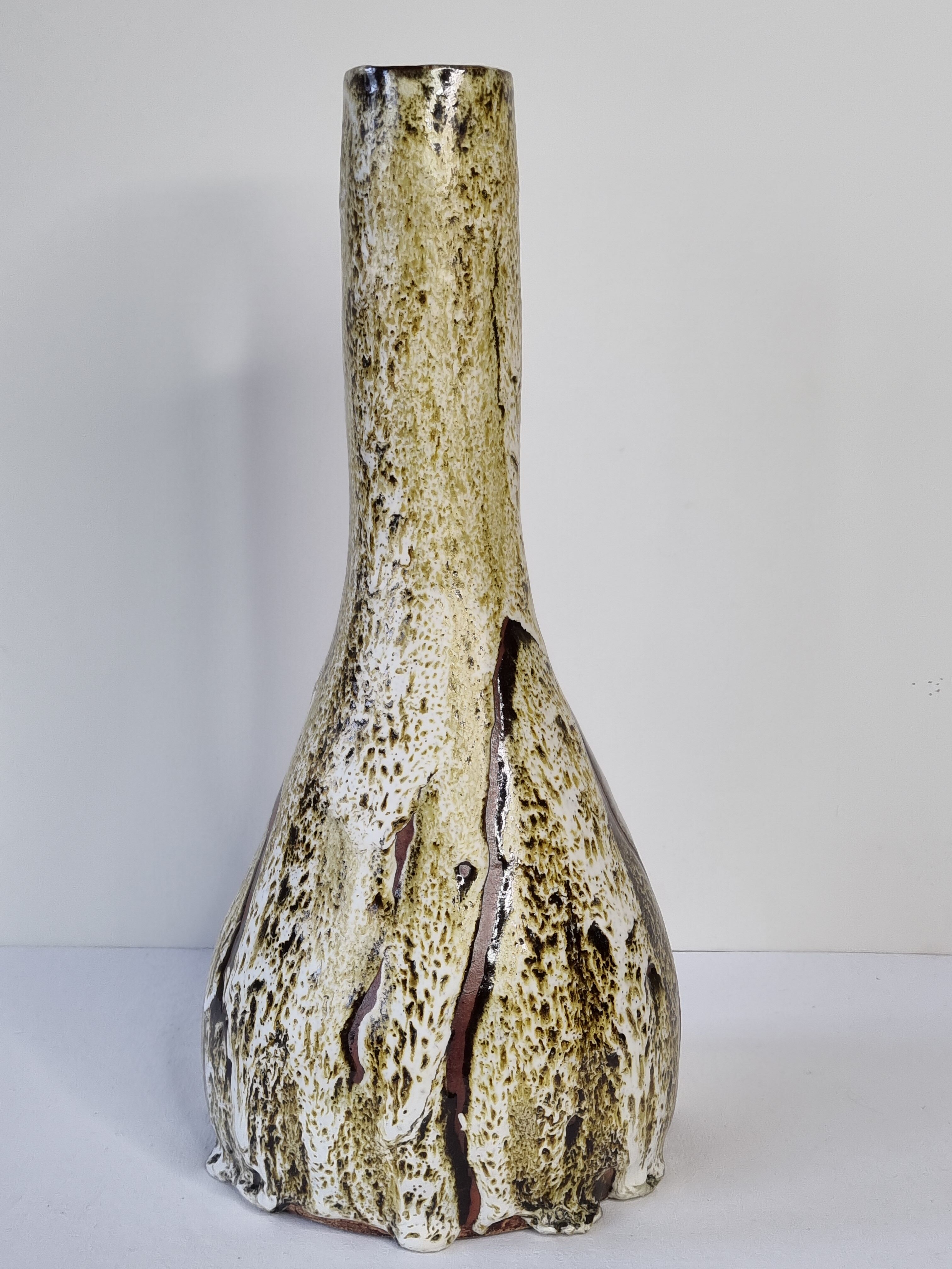 Fat lava glazed ceramic bottle vase