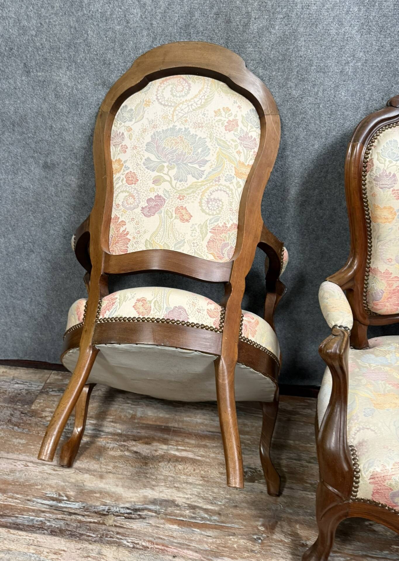 Pair of Napoleon III period mahogany armchairs